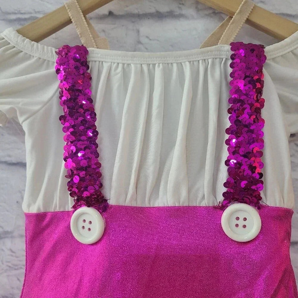 A Wish Come True Dance Costume Dancewear Girl's 5-7 Feelin' Good Pink Sequins - Picture 2 of 6